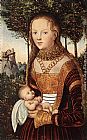 Lucas Cranach The Elder Famous Paintings - Young Mother with Child